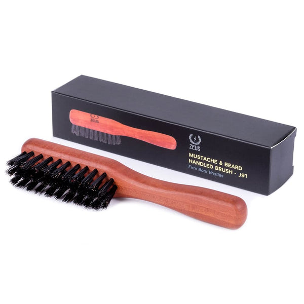 ZEUS Boar Bristle Beard & Mustache Brush for Men, 5.5" Firm-Bristle Small Travel Brush - Made in Germany
