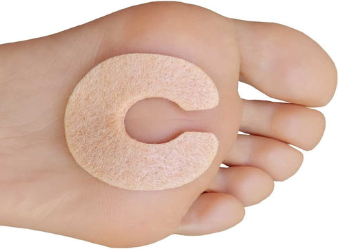 Chiroplax C-Shaped Felt Callus Cushion Pads, Rubbing Pain Relief Forefoot Metatarsal, 3/16" Thick, 48 Pack