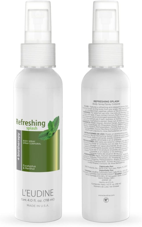 L'EUDINE Refreshing Splash with Eucalyptus Oil, Body & Room Spray, Mint and Aloe Infused (4.0 fl oz)