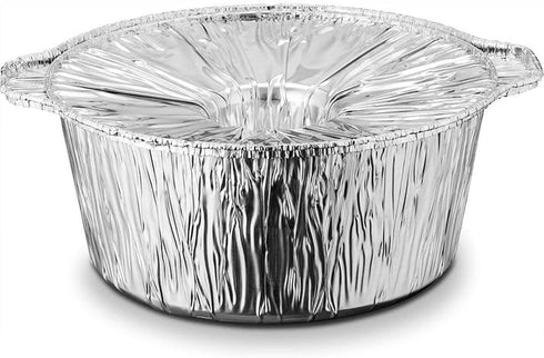Jetfoil 2.75 3 Count Decorline Aluminum Round Foil Pot with Lid Qtz X Small | Disposable Cooking Containers | Oven