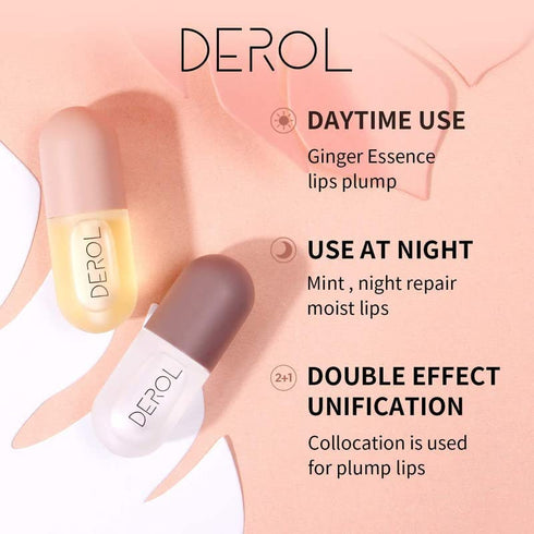 Lip Plumper Set by Green Hills, Natural Lip Care & Enhancer Set, Day & Night Serum, Lip Mask, Lip Gloss for Softer