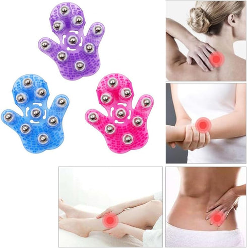 SCOLAND Roller Ball Body Massage Glove Anti-Cellulite Muscle Pain Relief Relax Massager for Neck Back Shoulder Buttocks