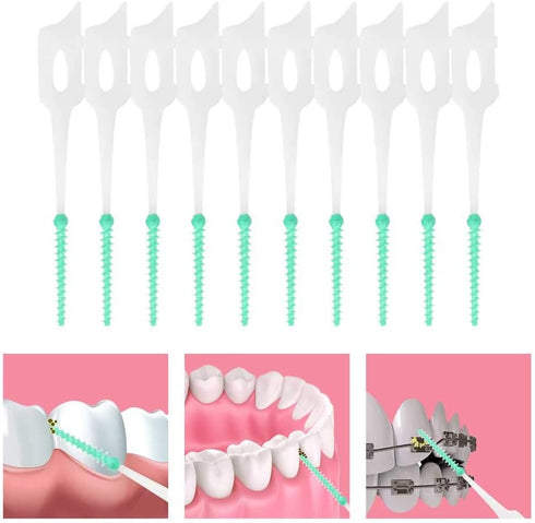 Silicone Dental Pick Interdental Brush, Soft Toothpick Oral Hygiene Tools, 2 Travel Cases, 240 Count