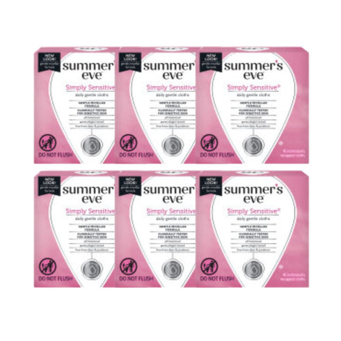 Summers Eve Cleansing Cloths 16 Count Simple Sensitive (6 Pack)