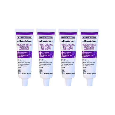 Dr. B Dental Solutions Adhesadent Moisturizing Denture Adhesive, Secure Denture Glue, Zinc-Free, Travel Size 0.75 oz (4