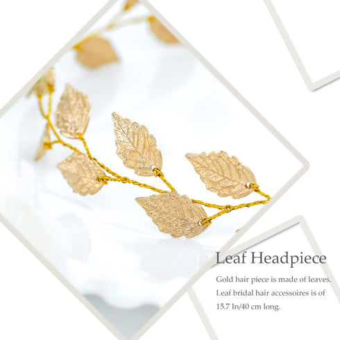 Jakawin Gold Leaf Bride Wedding Hair Vine Hair Piece Bridal Accessories for Women and Girls HV179
