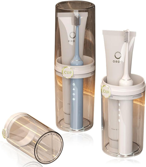Travel Electric Toothbrush Cup Holder, Portable Toothbrush Case and Travel Kit for Bathroom Trips (White)