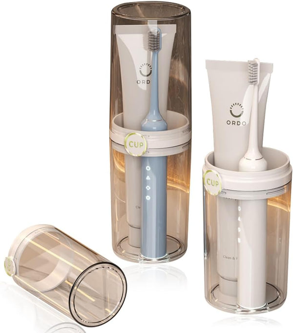 Travel Electric Toothbrush Cup Holder, Portable Toothbrush Case and Travel Kit for Bathroom Trips (White)