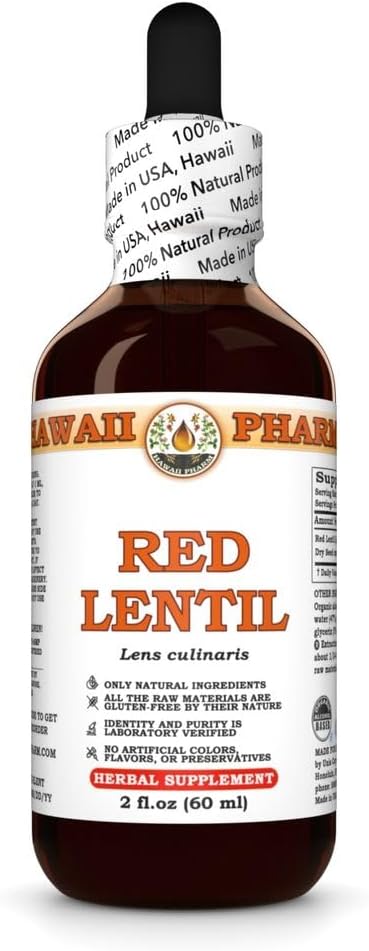Hawaii Pharm Red Lentil (Lens Culinaris) Dry Seed Tincture, All Natural, Vegan, Pure Liquid