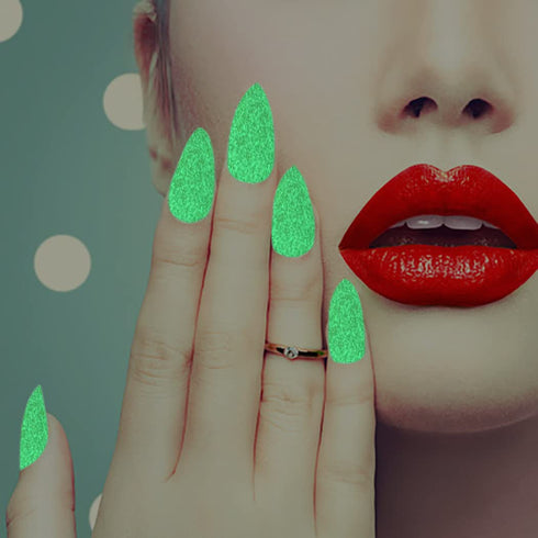 WOKOTO 12 Sheets Luminous Solid Nail Polish Strips with File - Self-Adhesive Glow in Dark Gel Stick On Nails for Women