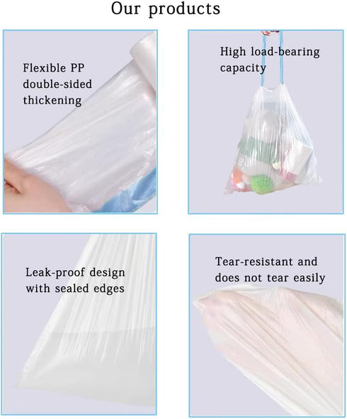 4 Gallon Drawstring Trash Bags, 60 Count, Small Garbage Bags for Office, Bedroom, Bathroom, Unscented
