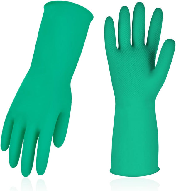 Vgo... 1-Pair Reusable Household Gloves, Extra Thickness Rubber Dishwashing Gloves for Kitchen Cleaning (Size XL, Green)