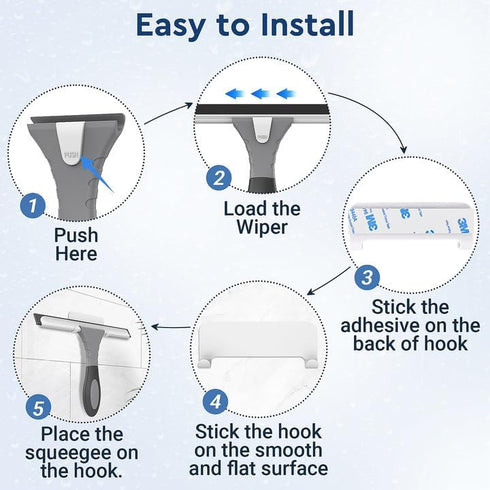 Detachable Silicon Shower Squeegee for Glass, Door, Mirror, Windows & Tile Walls, Portable Clean Tools with Hook &
