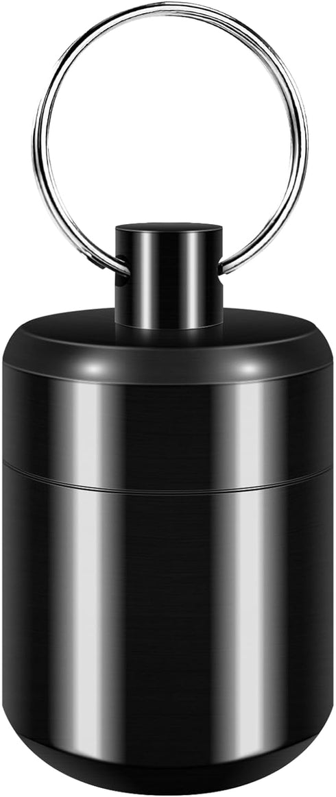 Pill Keychain Holder - Small Waterproof Pill Box Organizer, Portable Pill Holder Keychain (Black)