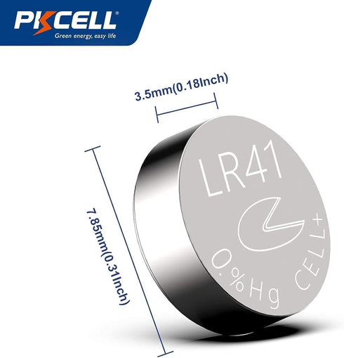 PKCELL AG3 1.5V Battery LR41 392 384 192 Button Alkaline Cell, 5 Count