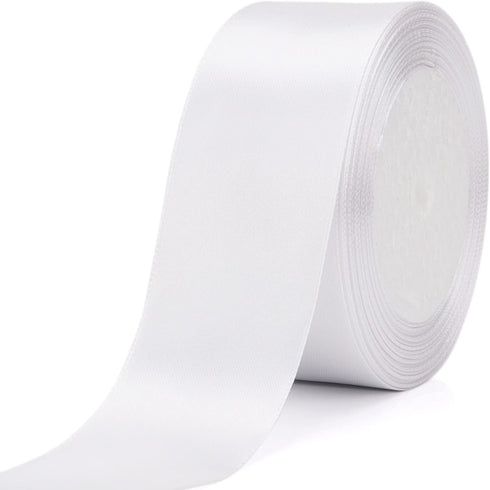 25 Yards 1-1/2 inches Wide Satin Ribbon Suitable for Wedding, Party and Gift Box Packaging Ribbon (White, 1-1/2") by Nsilu