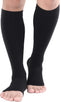 Knee High Compression Stockings, Firm Support 20-30 mmHg, Open-Toe, Ankle & Arch Support, 1 Pair Black 3XL