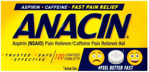 Anacin Fast Pain Relief Aspirin Tablets, 300 Tablets (Pack of 3)