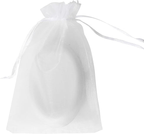 50PCS Organza Bags, 4x6 inches Small Drawstring Mesh Bags for Jewelry Gift Packaging, Party, and Festival (White)