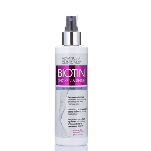 Advanced Clinicals Biotin Hair Spray 8 Fl Oz, Thicken & Shine Leave-In Treatment for Fine, Damaged Hair
