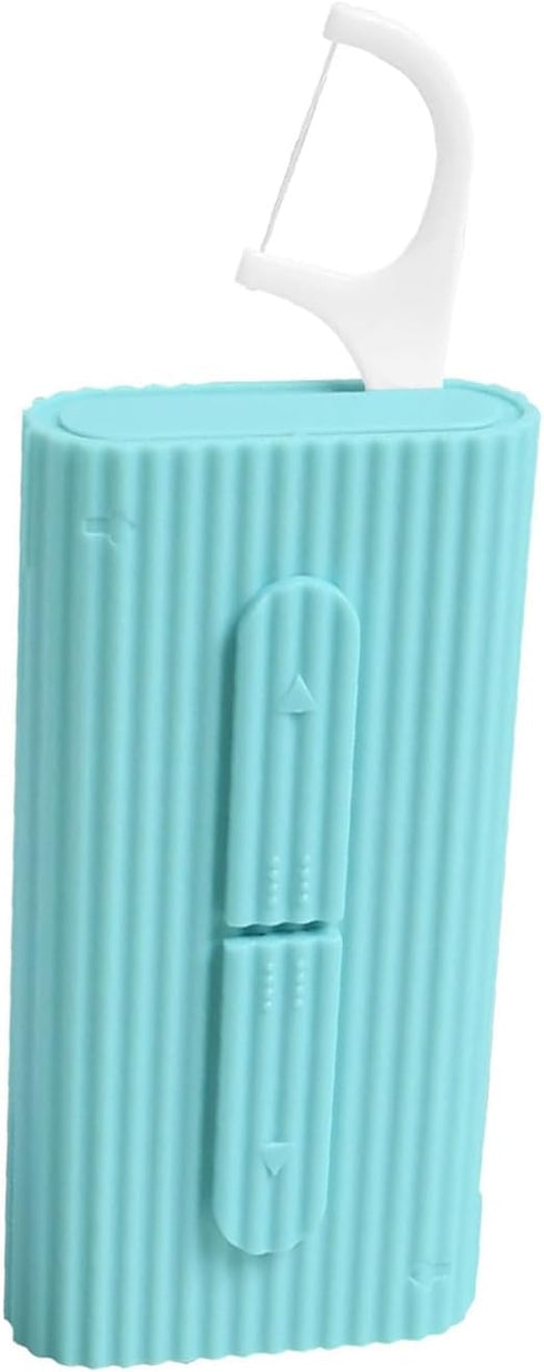 Blue Portable Travel Floss Pick Case, 10 Count, Ultra-Light Reusable Floss Dispenser, Pocket-Sized Flossers