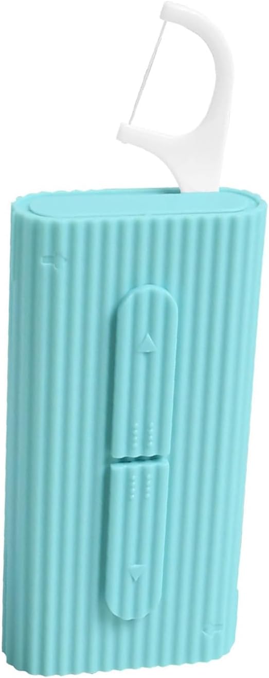 Blue Portable Travel Floss Pick Case, 10 Count, Ultra-Light Reusable Floss Dispenser, Pocket-Sized Flossers