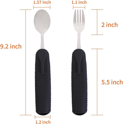 Adaptive Utensils Set, Spoons and Forks with Open Handle Design for Arthritis, Disabled, Elderly (2 Sets)