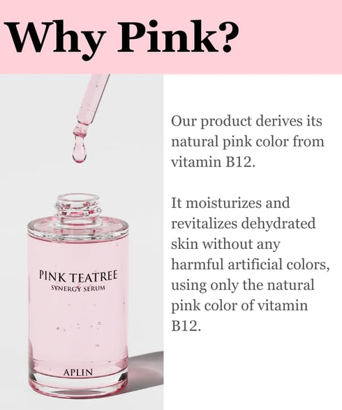 APLIN Pink Tea Tree Synergy Serum 30mL/1.01 Fl. Oz - CICA, Hyaluronic Acid, Niacinamide - Hydrating Korean Skin Care