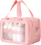 Travel Toiletry Bag - Large Clear Makeup Bag, 2 in 1 Waterproof Skin Care Bag for Toiletries (Pink)