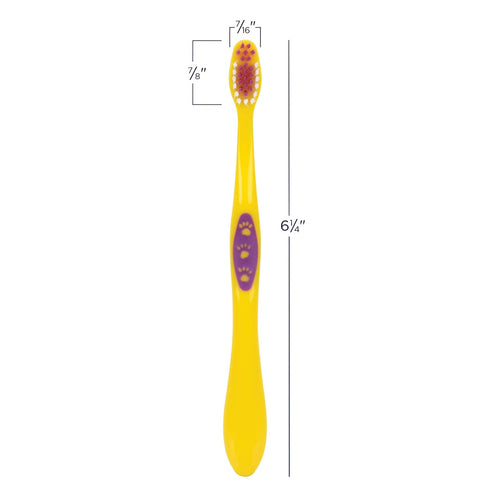 Practicon SmileGoods Y331 Child Toothbrush, Soft, Paw Print Grip, Assorted Colors, Bulk Pack of 72