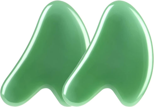 Gua Sha Massager Tool, 2 Pcs Natural Jade Stone Guasha Board for Physical Therapy and SPA Acupuncture