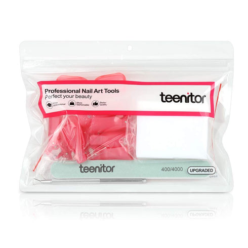 Teenitor Nail Gel Remover Tools Kit - Pink Polish Remover Clips, Cuticle Peeler, Gel Nail Brush, 115 Pack Wipe Pads