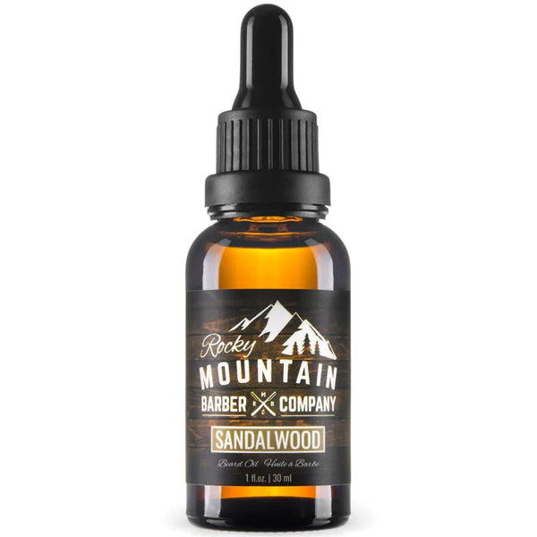 Rocky Mountain Barber Company Men’s Sandalwood Beard Oil with Grapeseed, Coconut, Argan Oils & Real Sandalwood
