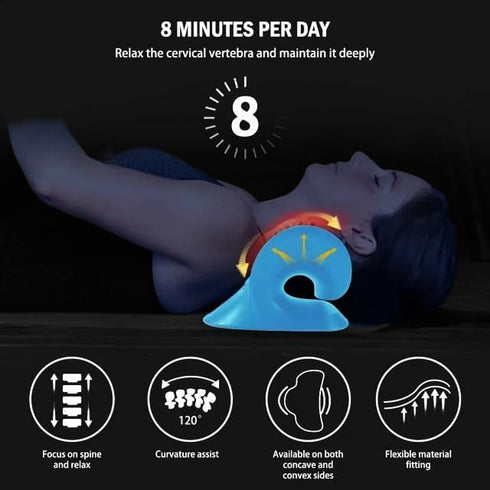 Neck and Shoulder Relaxer: Advanced Cervical Traction Device for TMJ Pain Relief and Neck Stretcher (Blue)