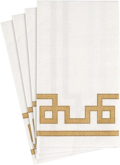 Caspari Rive Gauche Paper Guest Towel Napkins in Gold & White -