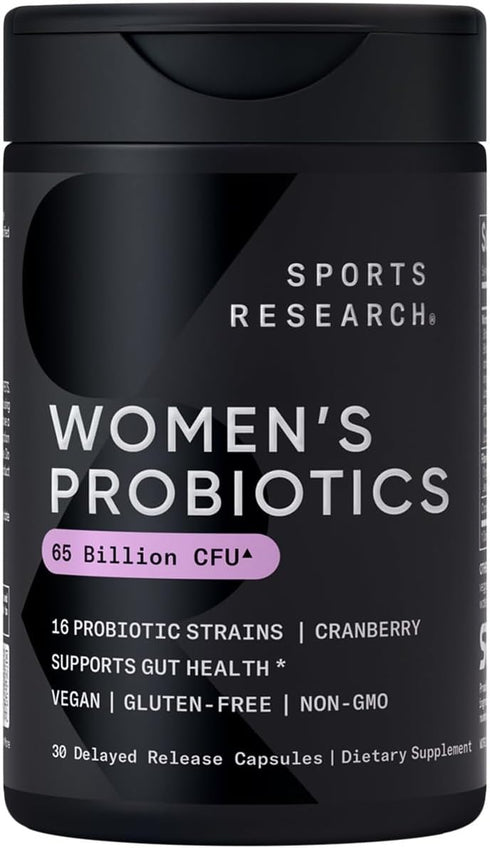 Sports Research Women's Probiotics, 30 Count, 65 Billion CFU with Prebiotics for Gut Health