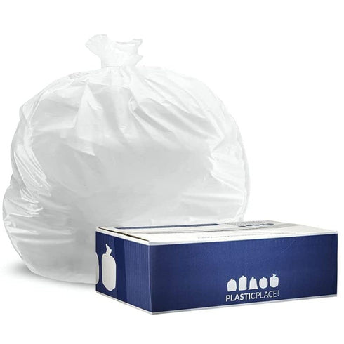 Plasticplace 8 Gallon Trash Bags with Flaps, 110 Count, Value Line White Garbage Can Liners