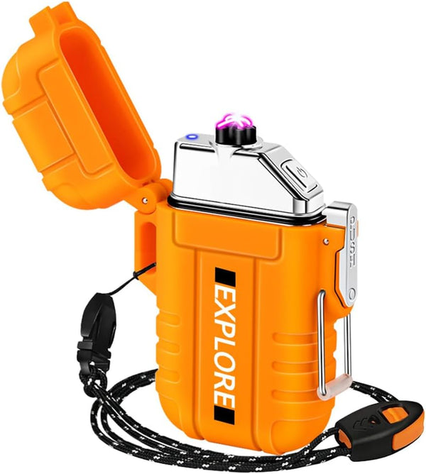 LcFun Electric Lighter - USB C Rechargeable, Windproof Waterproof Flameless Dual Arc Plasma Lighter with Lanyard