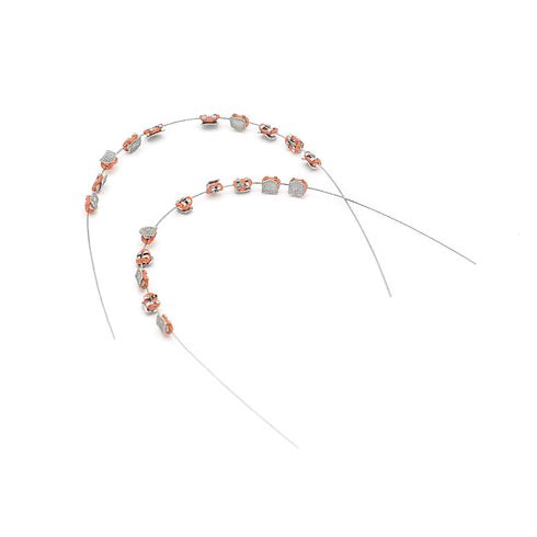 1 Pack Temporary dental decorations with metal wires, metal brackets and orthodontic ligatures, props for orthodontists to explain, props for dental students to practice. (orange)