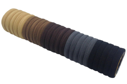 J-MEE Hair Ties for Thick Hair, 100PCS Seamless Cotton Ponytail Holders, Neutral Colors