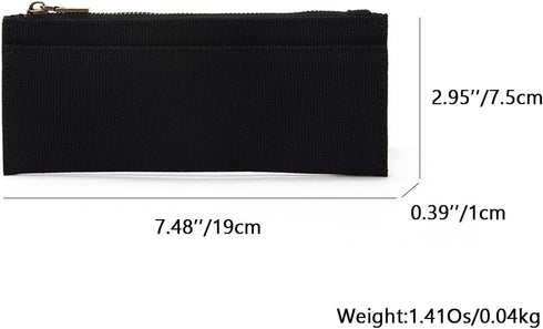 YONBEN Canvas Pencil Case, Zipper Storage Cosmetic Bag for Girls (Black, S)