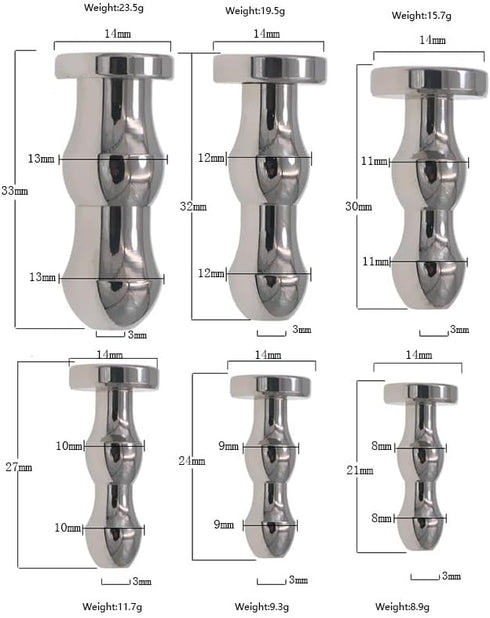 HCZION Men(9mm) Short Hollow Urethral Sound Stainless Steel Urethral Dilators with Bead Penis Plug Catheter Sounds Sex