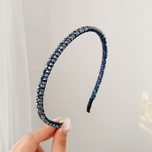 Ruihfas 6Pcs Bling Bling Double Rows Crystal Rhinestone Headband, Thin Hair Hoop for Women and Girls