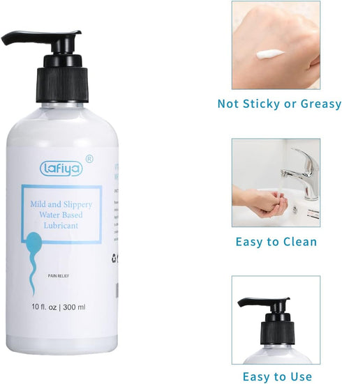 LAFIYA 10 oz Water Based Lubricant, Vitamin E Creamy White Lube for Vaginal and Anal Sex, Long Lasting Non Sticky