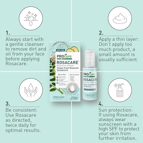 PROcure Rosacare Medicated CC Face Cream, 2 Ounce, Hyaluronic Hydrogel for Redness Reduction