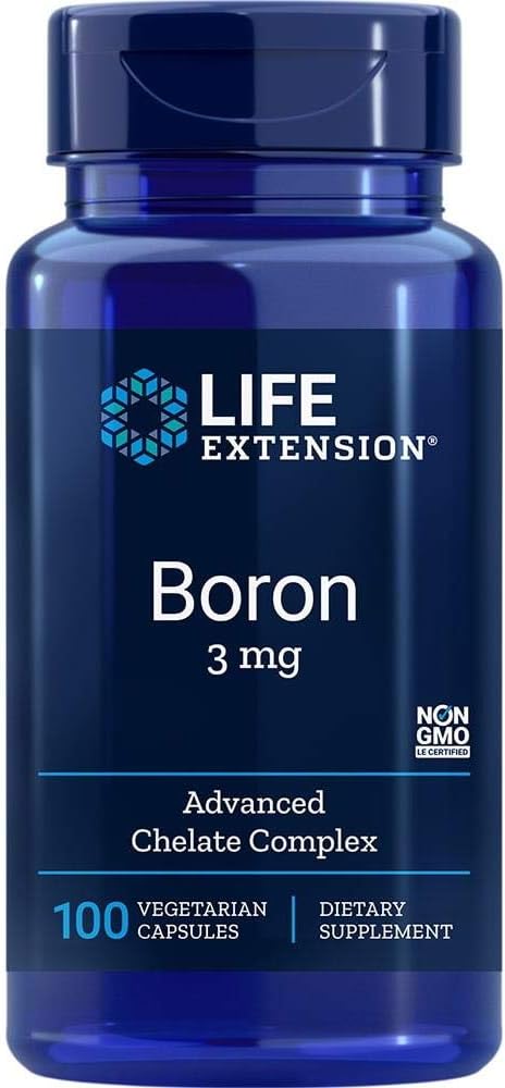 Life Extension Boron 3 mg with Riboflavin (Vitamin B2) – Supports Healthy Bones & Immune Function – 100 Capsules