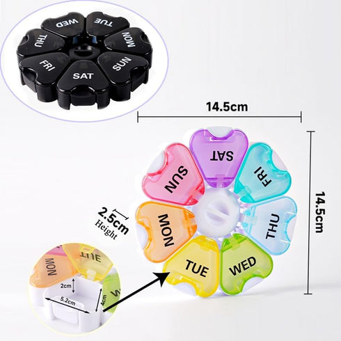 Wopanxye 7 Weekly Pill Organizer, Day Pill Box Daily Reminder, Portable Vitamins Case, Large Capacity Compartments