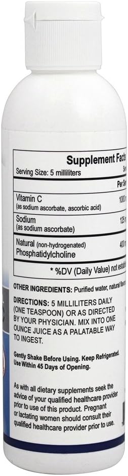 Liposomal Vitamin C, Highest Absorption to Cells, 96% with Phosphatidyl Choline
