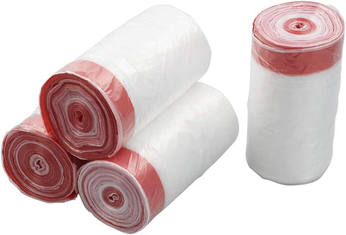 Clear Drawstring Garbage Bags, Kitchen Trash Bags, 240 Bags (4 Rolls, 3 Gallon)