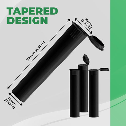 10 Pack 116mm Plastic Pop Top Tube, Child Resistant Smell Proof Containers for Herbs, Waterproof Storage, Black